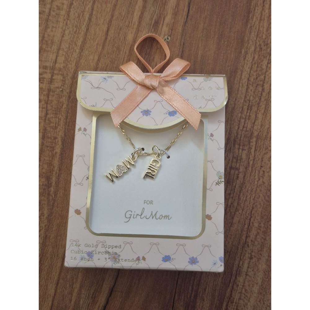 A New Day-14k Gold Dipped Necklace Girl Mom Pendant 16"/19" with Extender S18